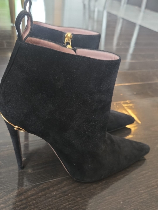Gucci Shoes - Gucci Black Suede Pointed Toe Pumps with Gold Horsebit Accent
